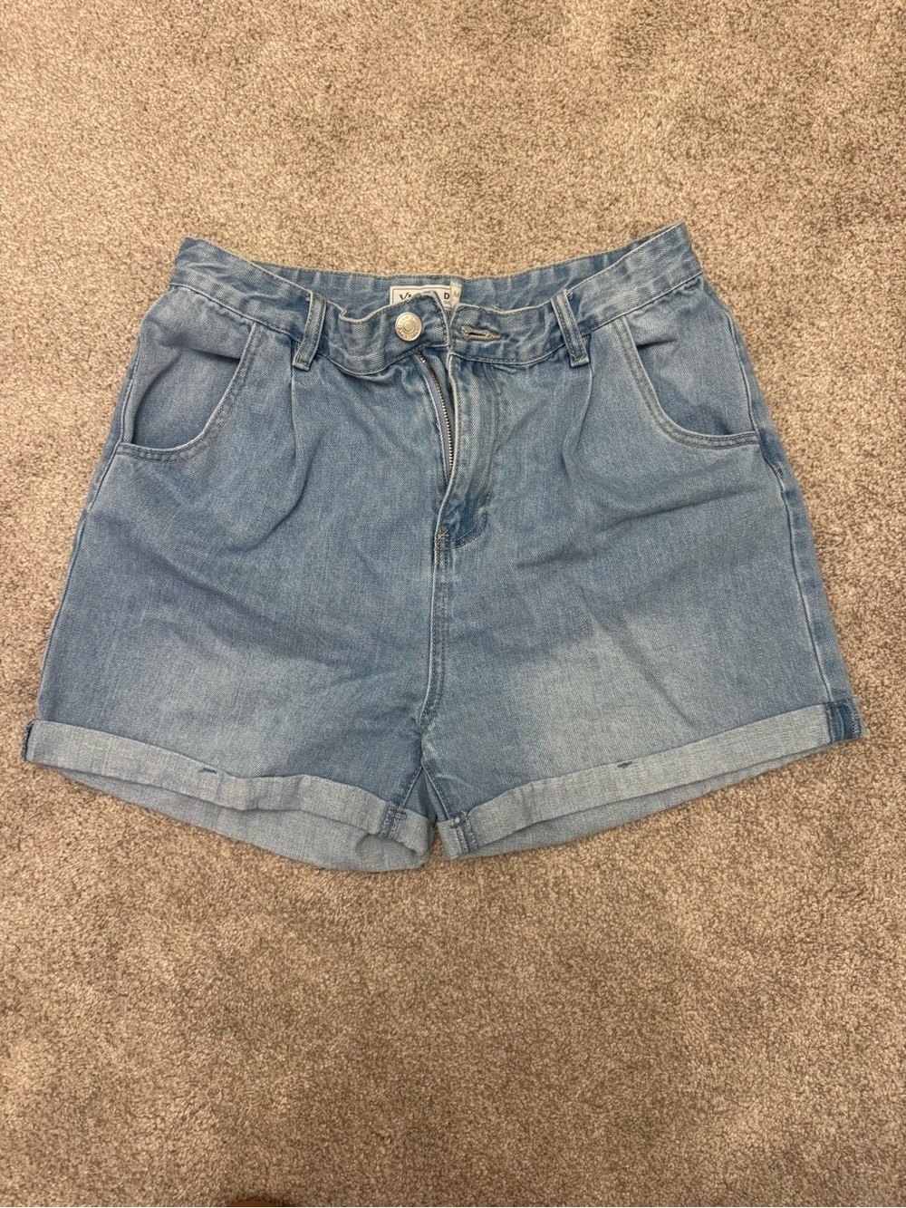YMI Women's Light Blue Rolled Hem Denim Shorts